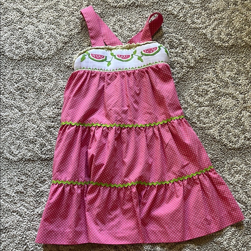 Shrimp and Grits Kids Smocked Watermelon Dress